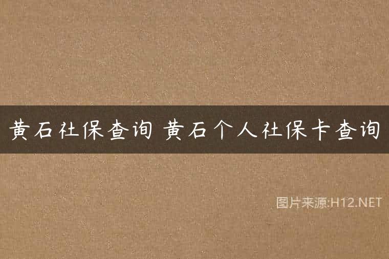 黄石社保查询 黄石个人社保卡查询