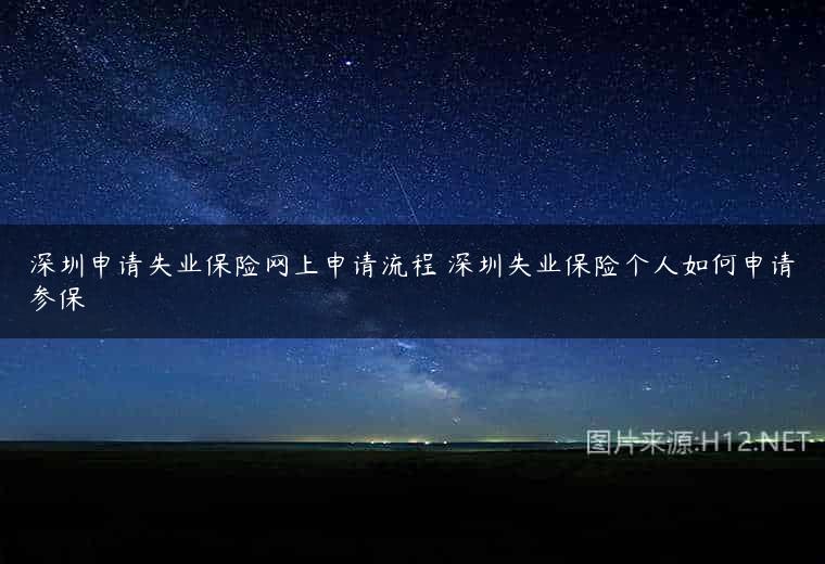 深圳申请失业保险网上申请流程 深圳失业保险个人如何申请参保