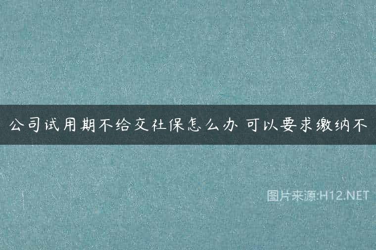公司试用期不给交社保怎么办 可以要求缴纳不