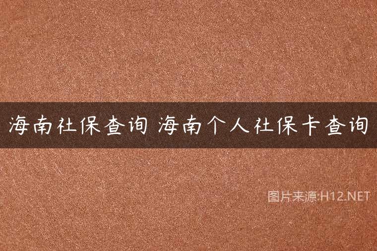 海南社保查询 海南个人社保卡查询
