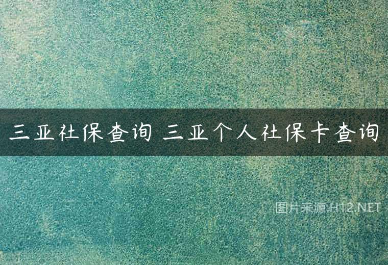 三亚社保查询 三亚个人社保卡查询