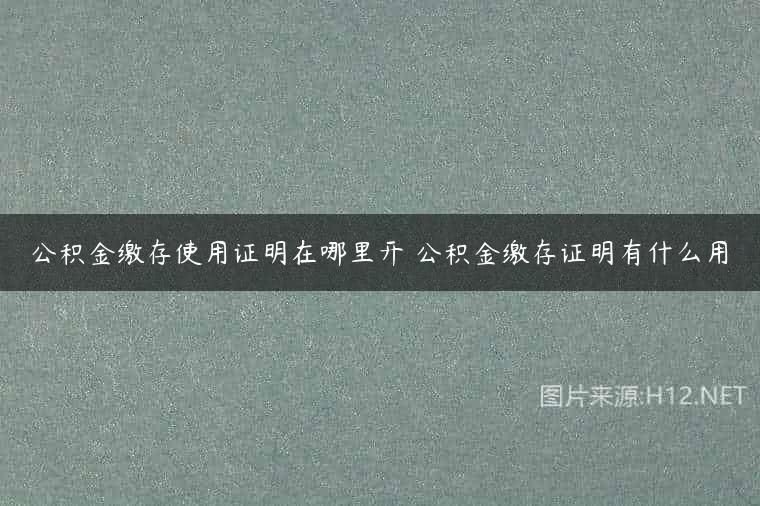 公积金缴存使用证明在哪里开 公积金缴存证明有什么用