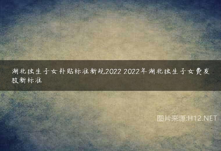 湖北独生子女补贴标准新规2022 2022年湖北独生子女费发放新标准