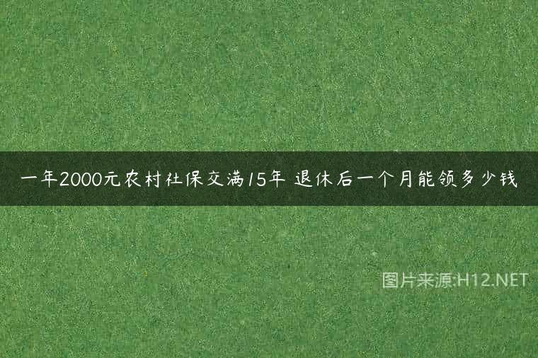 一年2000元农村社保交满15年 退休后一个月能领多少钱