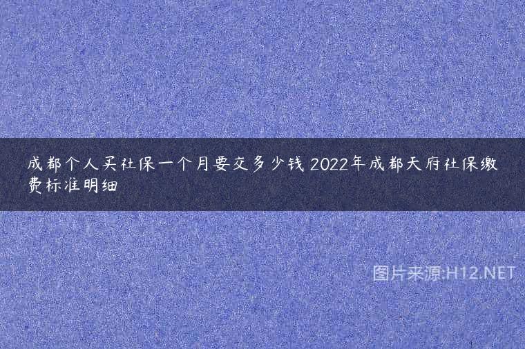 成都个人买社保一个月要交多少钱 2022年成都天府社保缴费标准明细