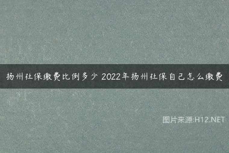 扬州社保缴费比例多少 2022年扬州社保自己怎么缴费