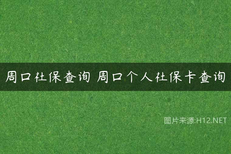 周口社保查询 周口个人社保卡查询