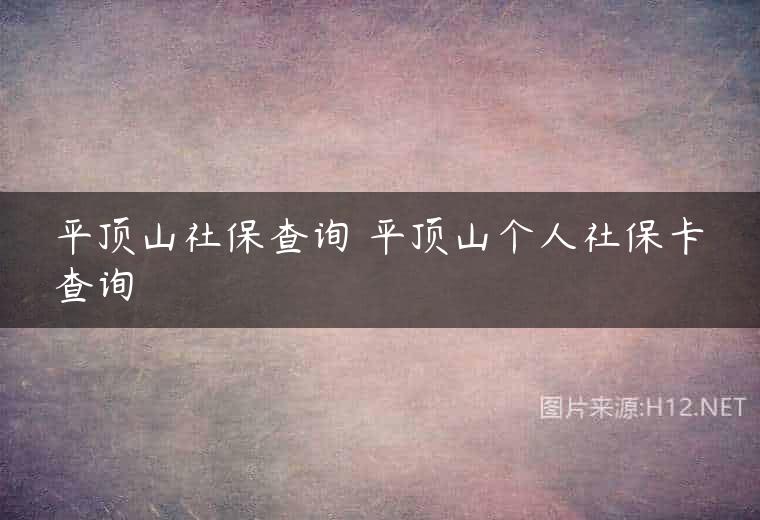 平顶山社保查询 平顶山个人社保卡查询