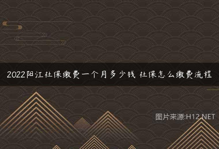 2022阳江社保缴费一个月多少钱 社保怎么缴费流程
