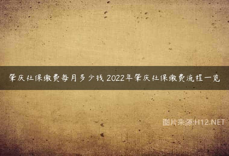 肇庆社保缴费每月多少钱 2022年肇庆社保缴费流程一览