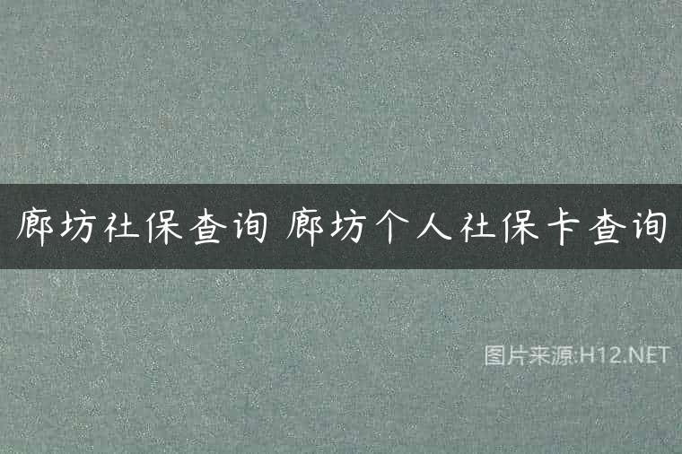 廊坊社保查询 廊坊个人社保卡查询