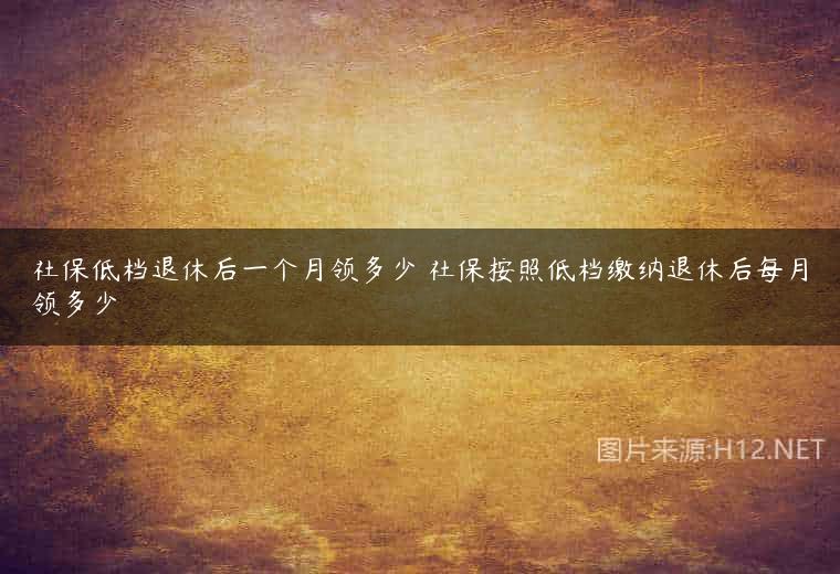 社保低档退休后一个月领多少 社保按照低档缴纳退休后每月领多少