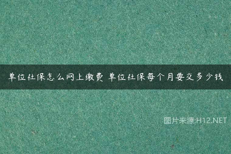 单位社保怎么网上缴费 单位社保每个月要交多少钱