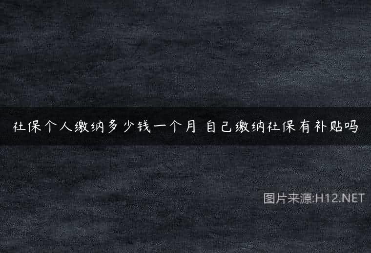 社保个人缴纳多少钱一个月 自己缴纳社保有补贴吗