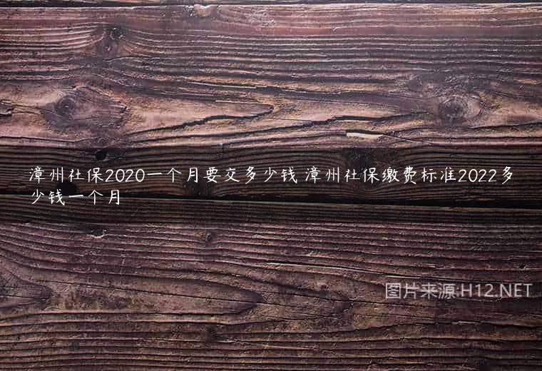 漳州社保2020一个月要交多少钱 漳州社保缴费标准2022多少钱一个月