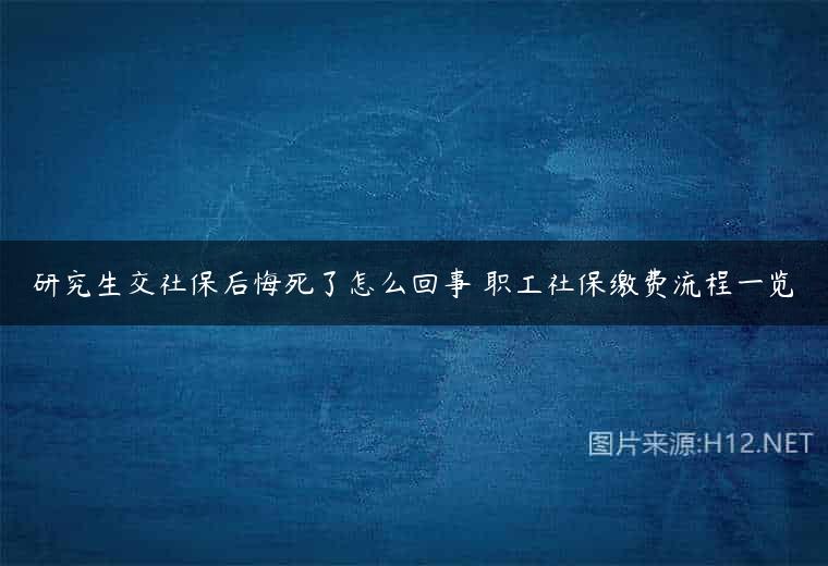 研究生交社保后悔死了怎么回事 职工社保缴费流程一览
