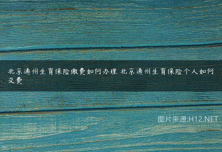 北京通州生育保险缴费如何办理 北京通州生育保险个人如何交费