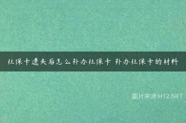 社保卡遗失后怎么补办社保卡 补办社保卡的材料