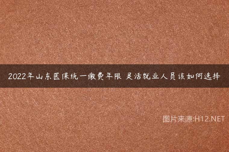 2022年山东医保统一缴费年限 灵活就业人员该如何选择