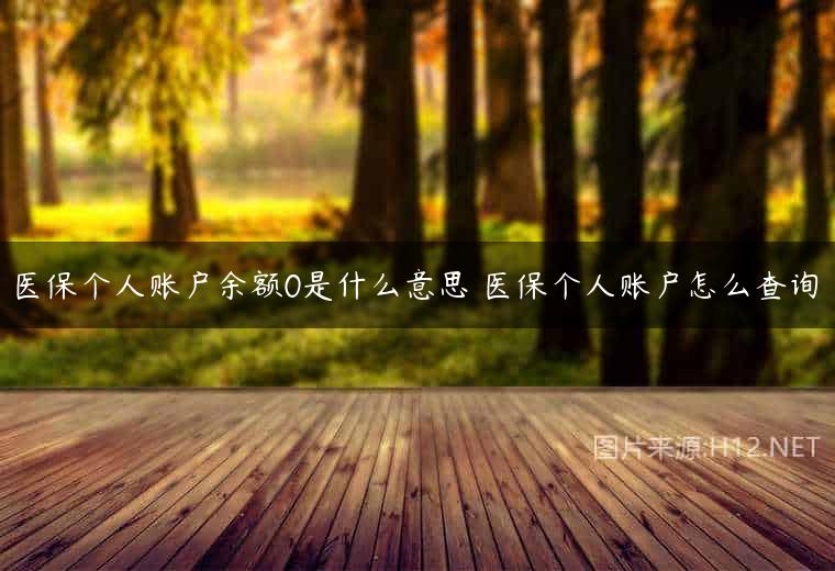 医保个人账户余额0是什么意思 医保个人账户怎么查询