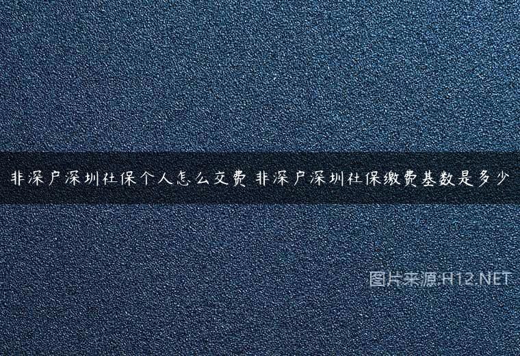非深户深圳社保个人怎么交费 非深户深圳社保缴费基数是多少