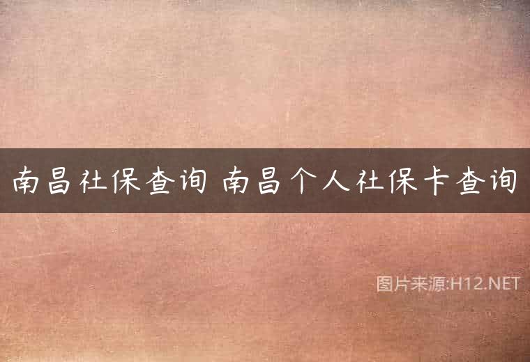 南昌社保查询 南昌个人社保卡查询