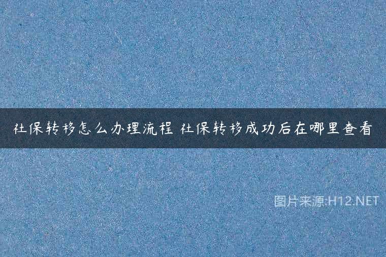 社保转移怎么办理流程 社保转移成功后在哪里查看