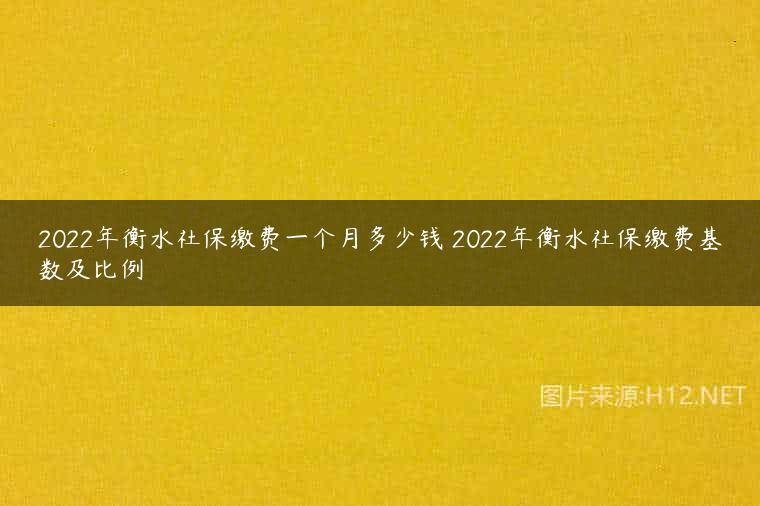 2022年衡水社保缴费一个月多少钱 2022年衡水社保缴费基数及比例