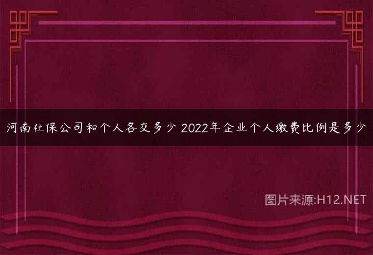 河南社保公司和个人各交多少 2022年企业个人缴费比例是多少