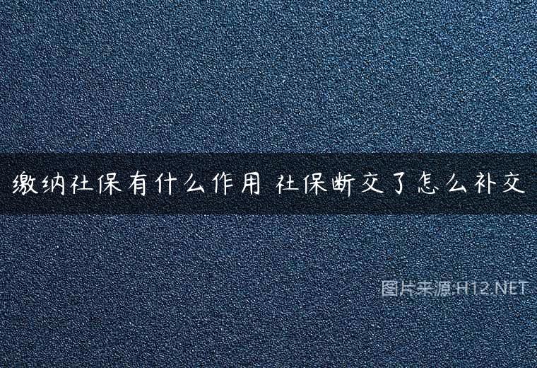 缴纳社保有什么作用 社保断交了怎么补交