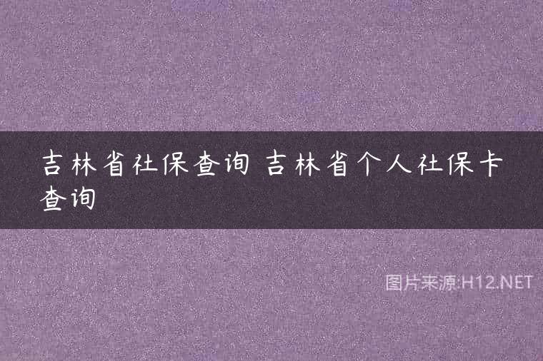 吉林省社保查询 吉林省个人社保卡查询