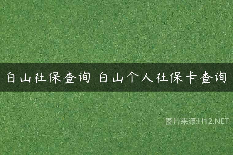白山社保查询 白山个人社保卡查询