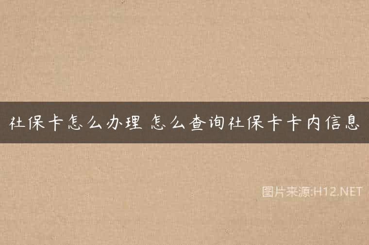 社保卡怎么办理 怎么查询社保卡卡内信息