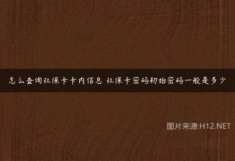 怎么查询社保卡卡内信息 社保卡密码初始密码一般是多少