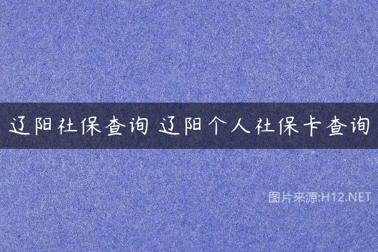 辽阳社保查询 辽阳个人社保卡查询