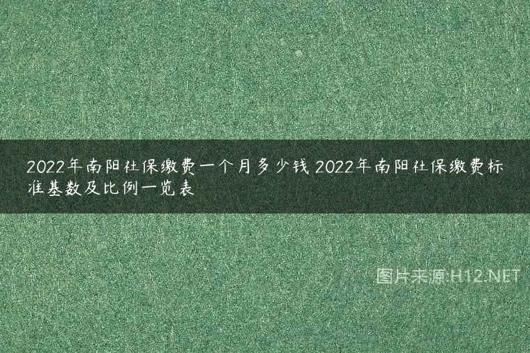 2022年南阳社保缴费一个月多少钱 2022年南阳社保缴费标准基数及比例一览表