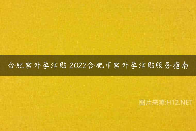 合肥宫外孕津贴 2022合肥市宫外孕津贴服务指南