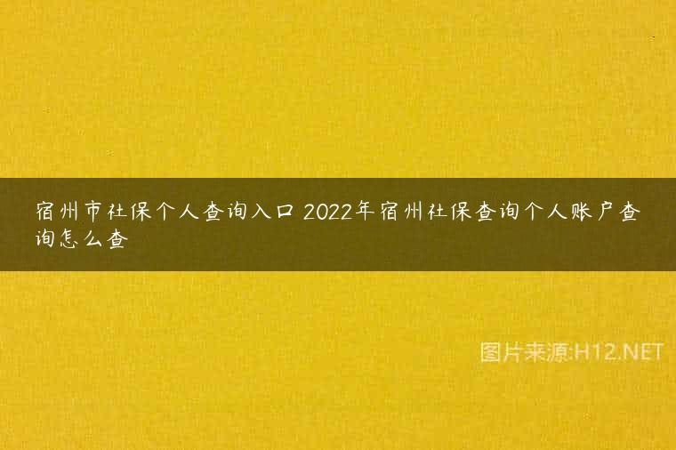 宿州市社保个人查询入口 2022年宿州社保查询个人账户查询怎么查