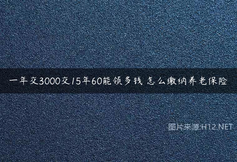 一年交3000交15年60能领多钱 怎么缴纳养老保险