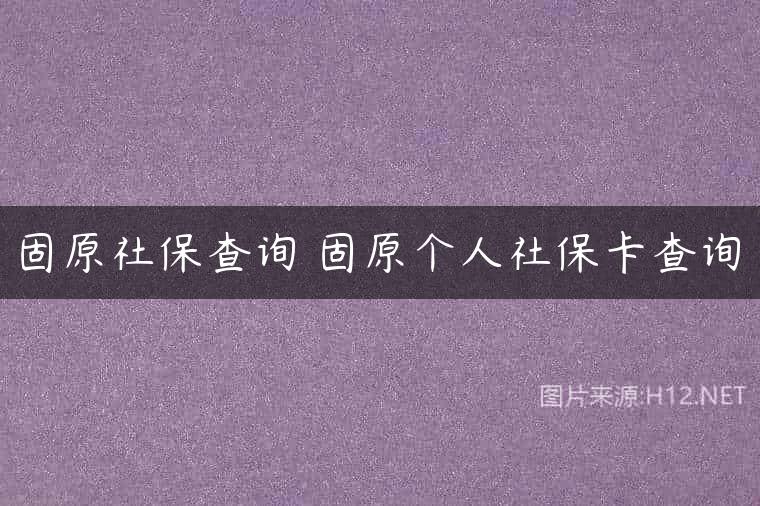 固原社保查询 固原个人社保卡查询