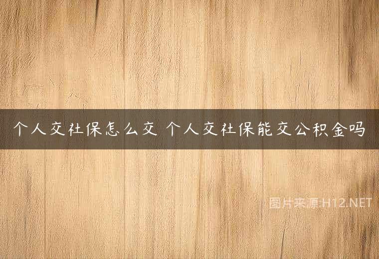 个人交社保怎么交 个人交社保能交公积金吗
