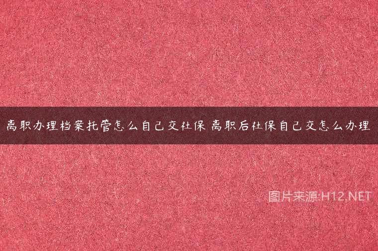 离职办理档案托管怎么自己交社保 离职后社保自己交怎么办理