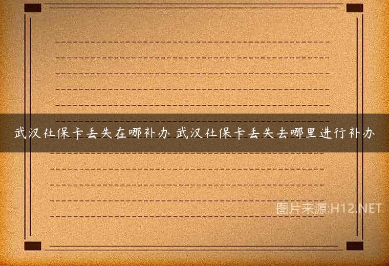 武汉社保卡丢失在哪补办 武汉社保卡丢失去哪里进行补办