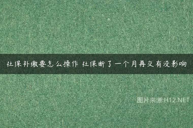 社保补缴要怎么操作 社保断了一个月再交有没影响
