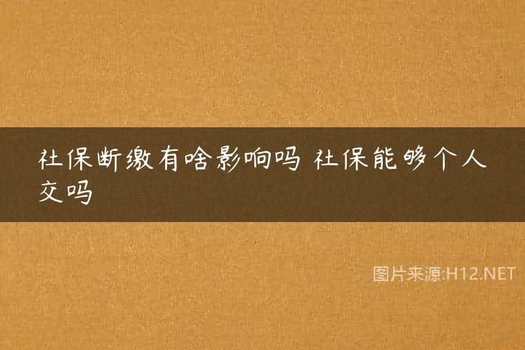 社保断缴有啥影响吗 社保能够个人交吗