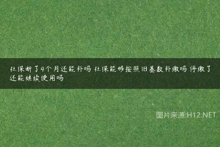 社保断了4个月还能补吗 社保能够按照旧基数补缴吗 停缴了还能继续使用吗
