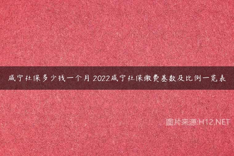咸宁社保多少钱一个月 2022咸宁社保缴费基数及比例一览表