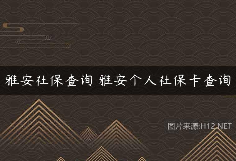 雅安社保查询 雅安个人社保卡查询