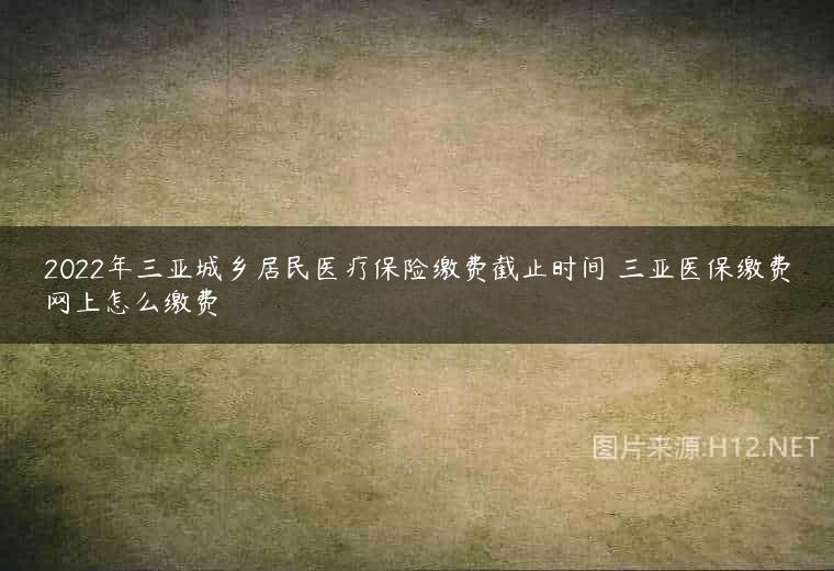 2022年三亚城乡居民医疗保险缴费截止时间 三亚医保缴费网上怎么缴费