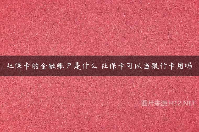 社保卡的金融账户是什么 社保卡可以当银行卡用吗